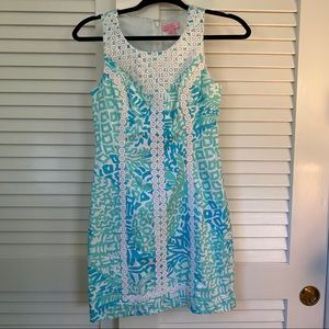 Lilly Pulitzer Shift Dress, Green Blue Lace